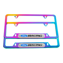 Load image into Gallery viewer, Brand New Universal 2PCS Ford Racing Neo Chrome Metal License Plate Frame