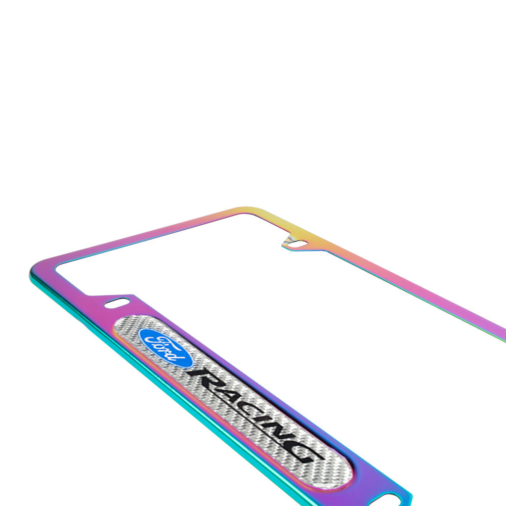 Brand New Universal 1PCS Ford Racing Neo Chrome Metal License Plate Frame