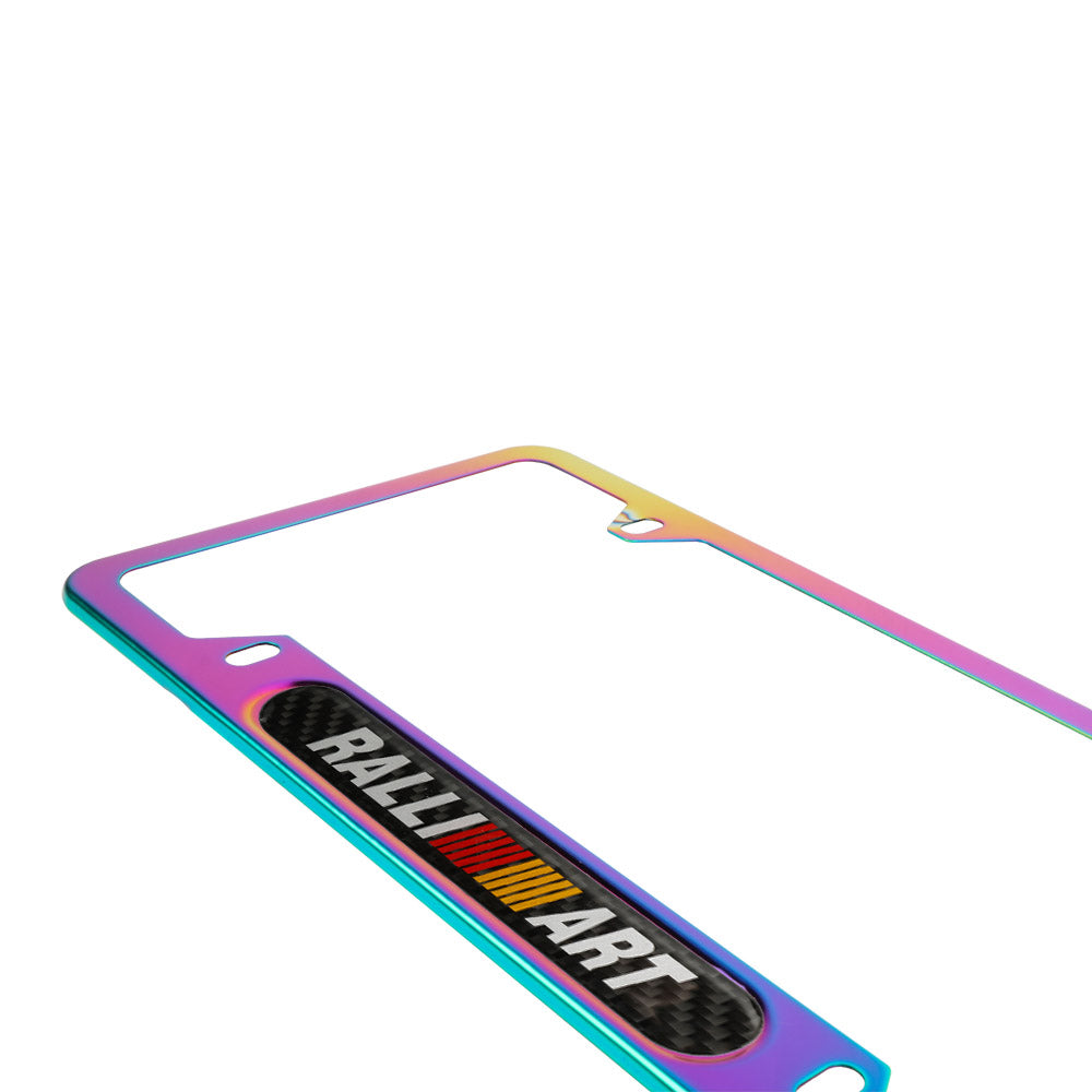 Brand New Universal 1PCS Ralliart Neo Chrome Metal License Plate Frame