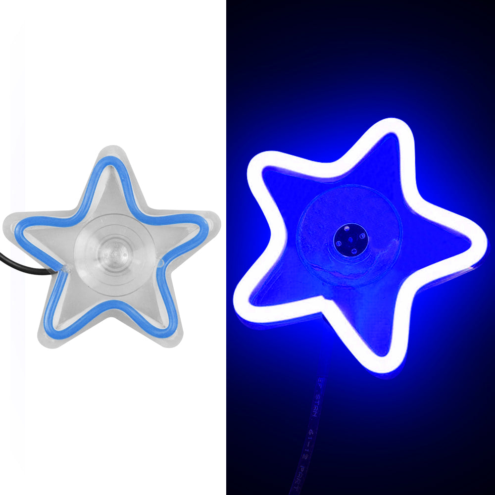 BRAND NEW UNIVERSAL STAR SHAPED BLUE LED Neon Flash Light Car Window Glow Electric Remote Control Lamp