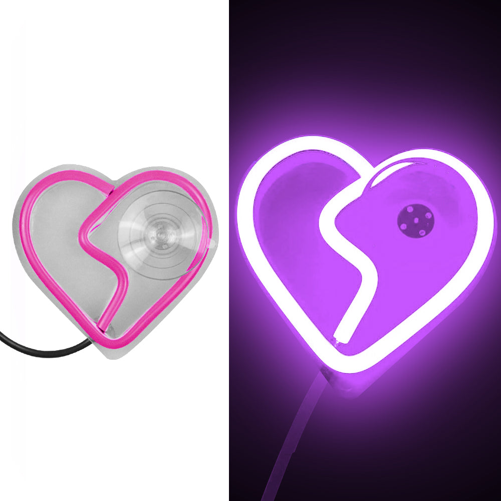 BRAND NEW UNIVERSAL BROKEN LOVE HEART PURPLE LED Neon Flash Light Car Window Glow Electric Remote Control Lamp