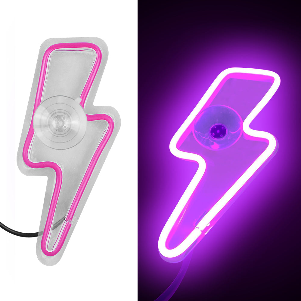 BRAND NEW UNIVERSAL LIGHTING SHAPED PURPLE LED Neon Flash Light Car Window Glow Electric Remote Control Lamp