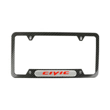 Load image into Gallery viewer, Brand New Universal 2PCS CIVIC Carbon Fiber Look Metal License Plate Frame