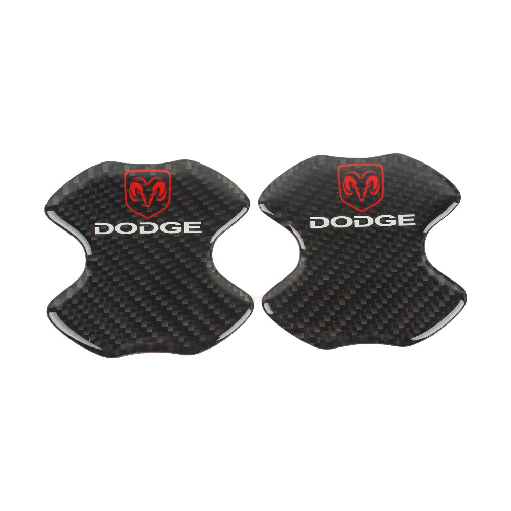 BRAND NEW UNIVERSAL 2PCS DODGE REAL CARBON FIBER ANTI-SCRATCH DOOR HANDLE PROTECTOR