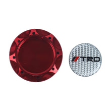 Load image into Gallery viewer, Brand New Toyota TRD Real Carbon Fiber Sticker ALUMNIUM Red Billet Engine Oil FILLER Cap