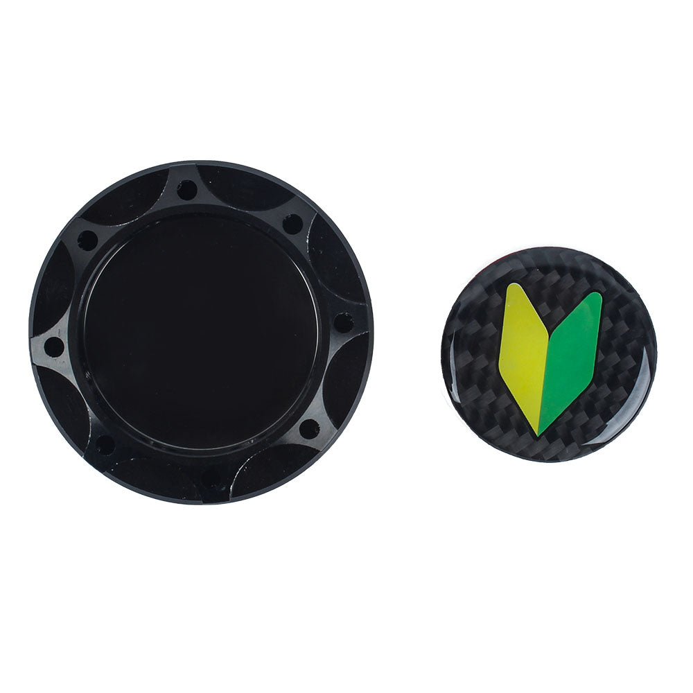 Brand New Toyota Jdm Beginner Leaf Real Carbon Fiber Sticker ALUMNIUM Black Billet Engine Oil FILLER Cap