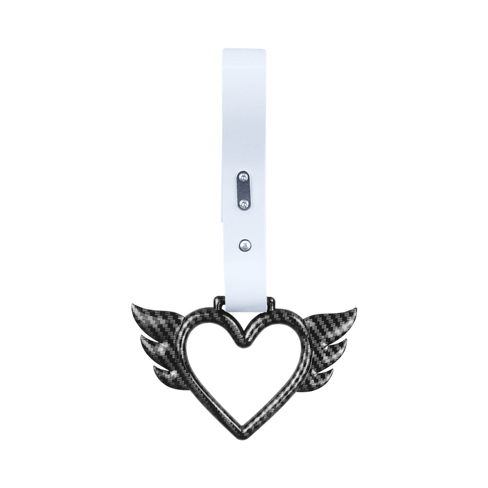 Brand New Angel Wing Heart Carbon Fiber JDM TSURIKAWA Ring Subway Train Bus Handle White Strap Charm Drift