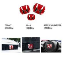 Load image into Gallery viewer, BRAND NEW 3PCS HONDA RED FRONT+REAR+STEERIING JDM EMBLEM SET FOR ACCORD 2023-2025 4DR SEDAN