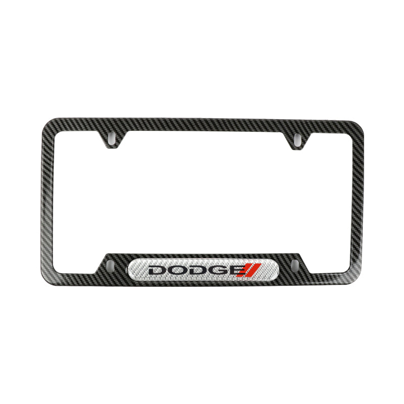 Brand New Universal 1PCS Dodge Carbon Fiber Look Metal License Plate Frame