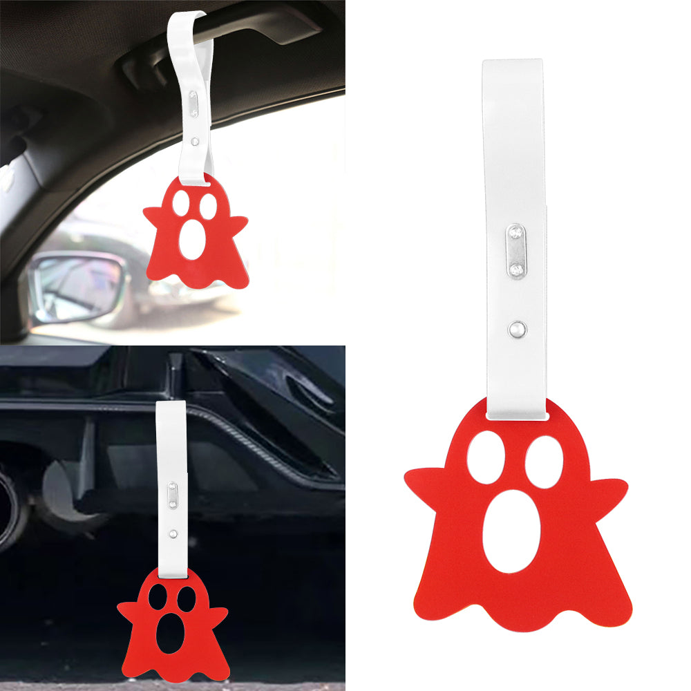 Brand New Ghost Shaped Red JDM TSURIKAWA Ring Subway Train Bus Handle White Strap Charm Drift