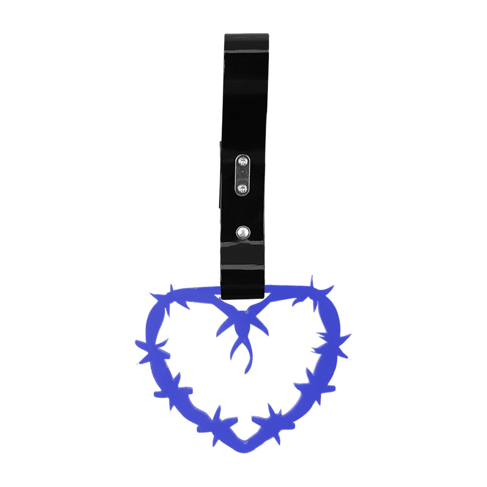 Brand New Barbed Wire Heart Blue JDM TSURIKAWA Ring Subway Train Bus Handle Black Strap Charm Drift