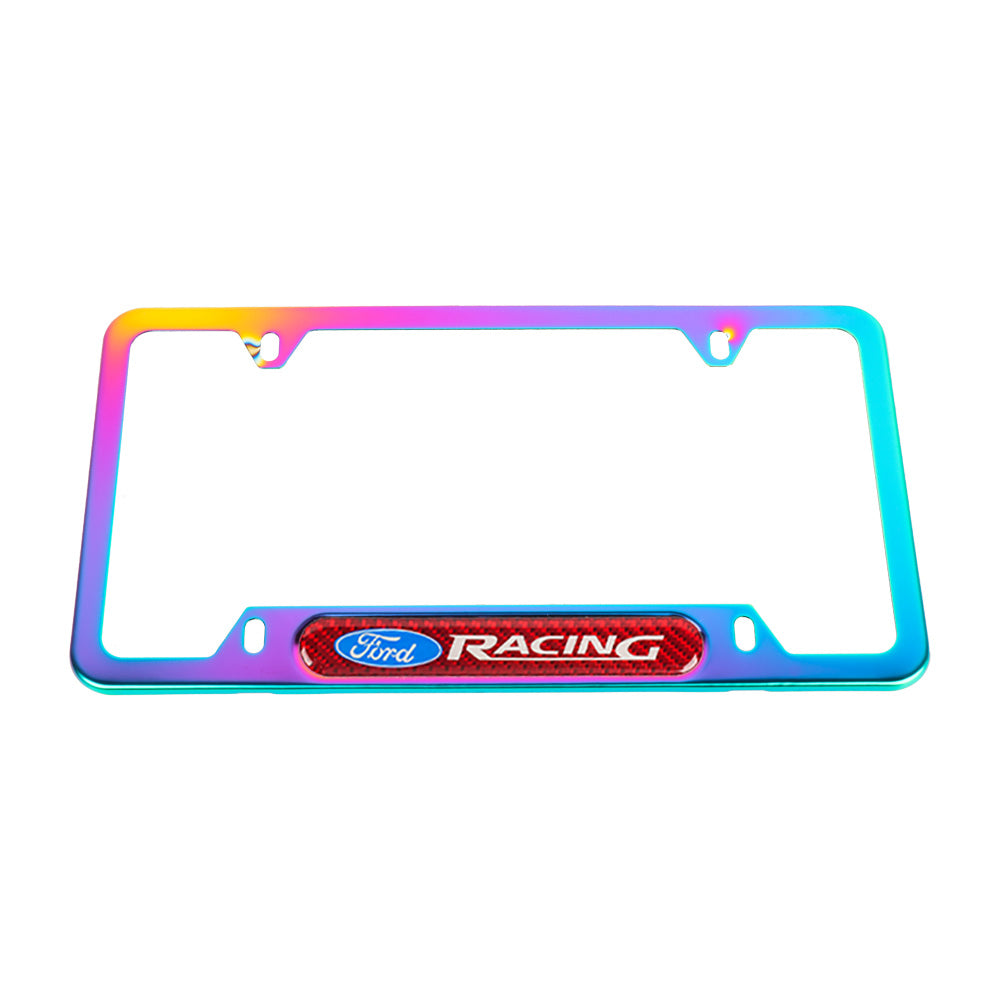 Brand New Universal 1PCS Ford Racing Neo Chrome Metal License Plate Frame