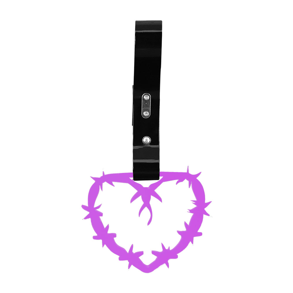 Brand New Barbed Wire Heart Purple JDM TSURIKAWA Ring Subway Train Bus Handle Black Strap Charm Drift