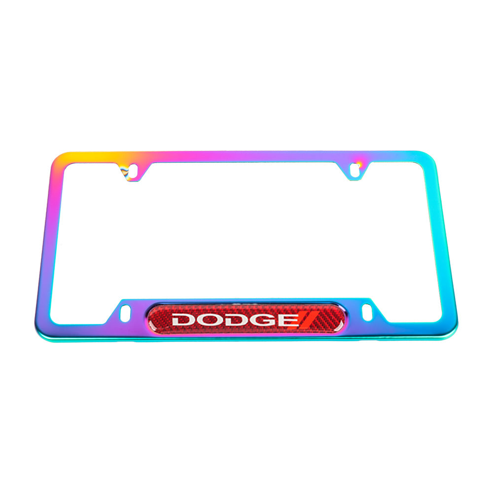 Brand New Universal 1PCS Dodge Neo Chrome Metal License Plate Frame