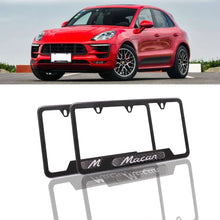 Load image into Gallery viewer, Brand New Universal 2PCS Porsche Macan Carbon Fiber Metal License Plate Frame