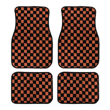 Load image into Gallery viewer, Brand New 4PCS UNIVERSAL CHECKERED Brown Racing Fabric Car Floor Mats Interior Carpets