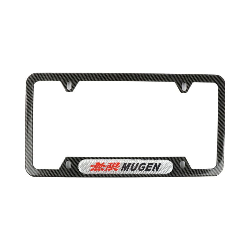 Brand New Universal 1PCS Mugen Carbon Fiber Look Metal License Plate Frame