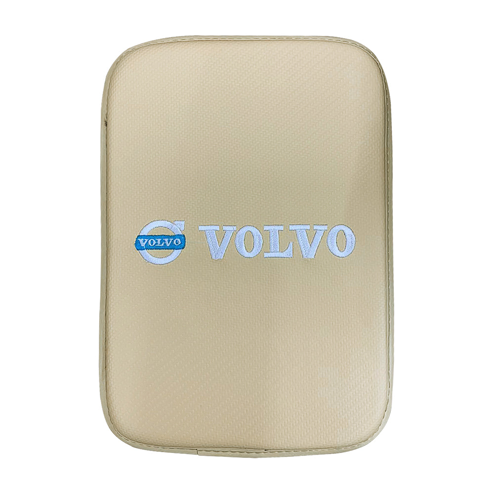 BRAND NEW UNIVERSAL VOLVO BEIGE Car Center Console Armrest Cushion Mat Pad Cover Embroidery