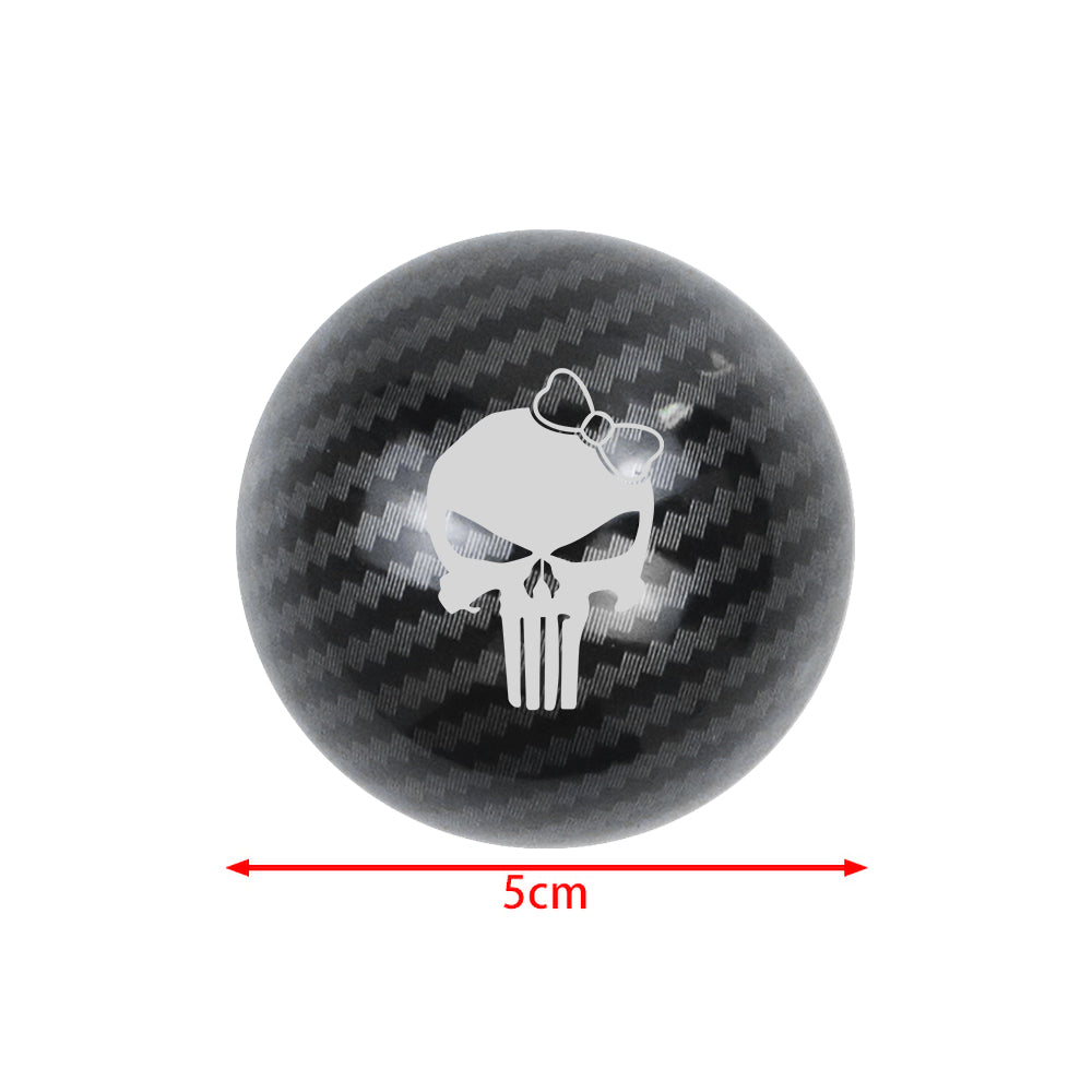 BRAND NEW UNIVERSAL JDM THE PUNISHER CHIC GIRL Aluminum Carbon Fiber Style Round Ball Manual Gear Stick Shift Knob M8 M10 M12