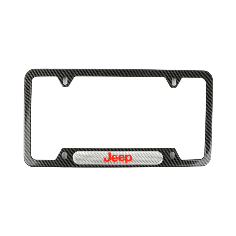 Brand New Universal 1PCS JEEP Carbon Fiber Look Metal License Plate Frame