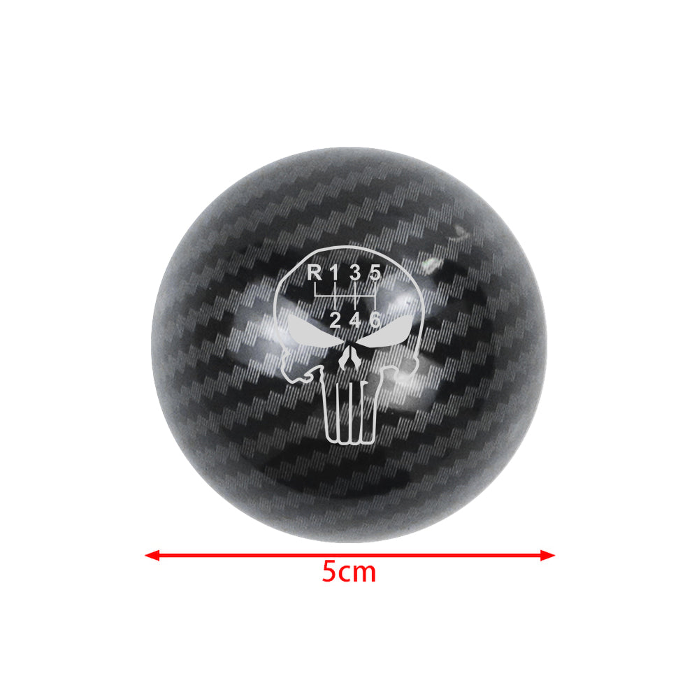 BRAND NEW UNIVERSAL JDM THE PUNISHER 6 SPEED Aluminum Carbon Fiber Style Round Ball Manual Gear Stick Shift Knob M8 M10 M12