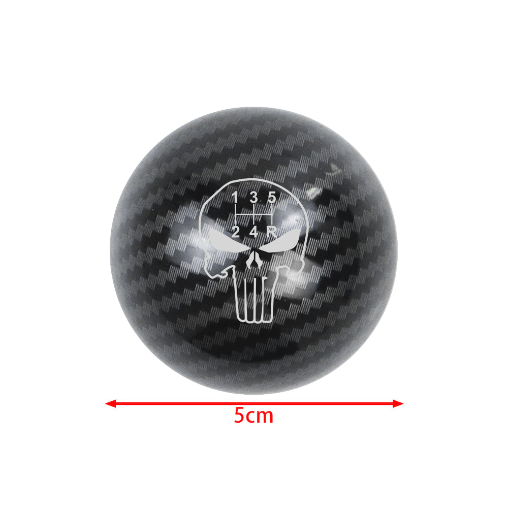 BRAND NEW UNIVERSAL JDM THE PUNISHER 5 SPEED Aluminum Carbon Fiber Style Round Ball Manual Gear Stick Shift Knob M8 M10 M12