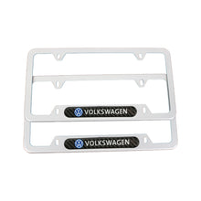 Load image into Gallery viewer, Brand New Universal 2PCS VOLKSWAGEN Silver Metal License Plate Frame