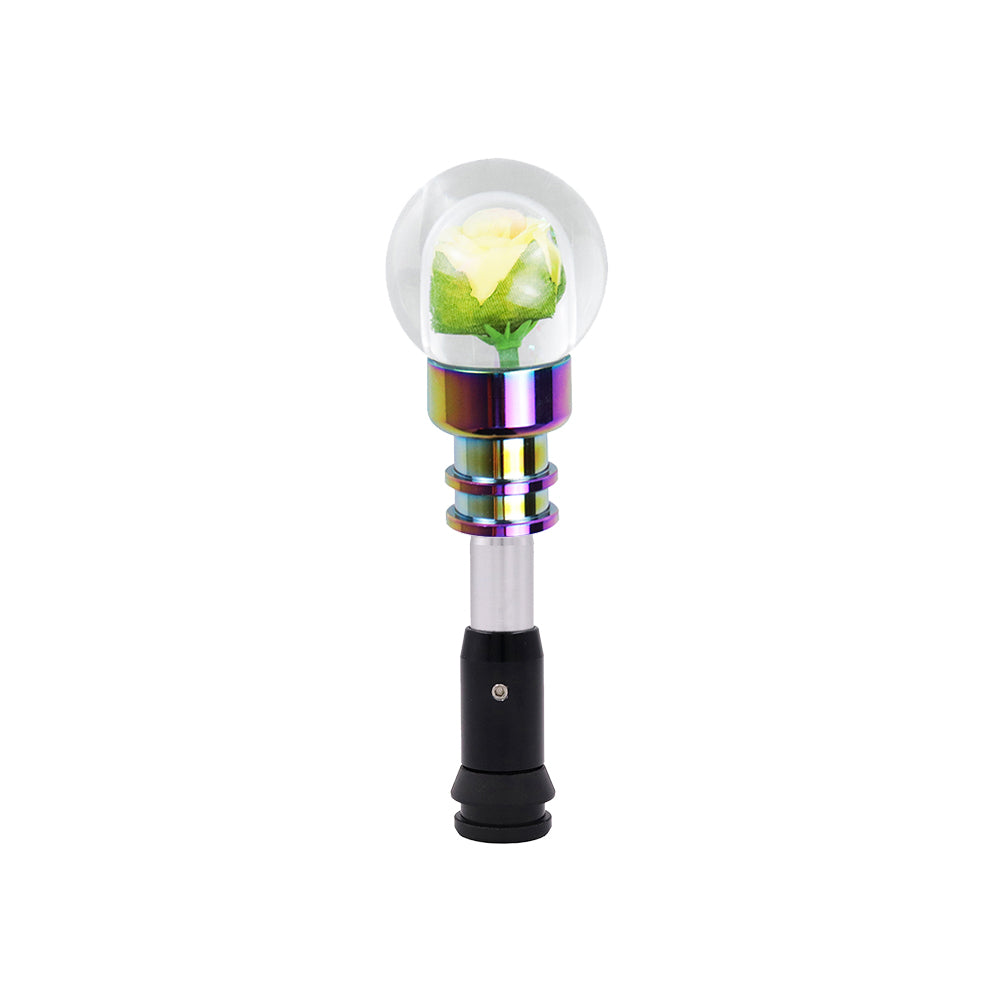 Brand New Universal Acrylic Clear Crystal Yellow Rose Flower Ball Automatic Car Gear Shift Knob Shifter