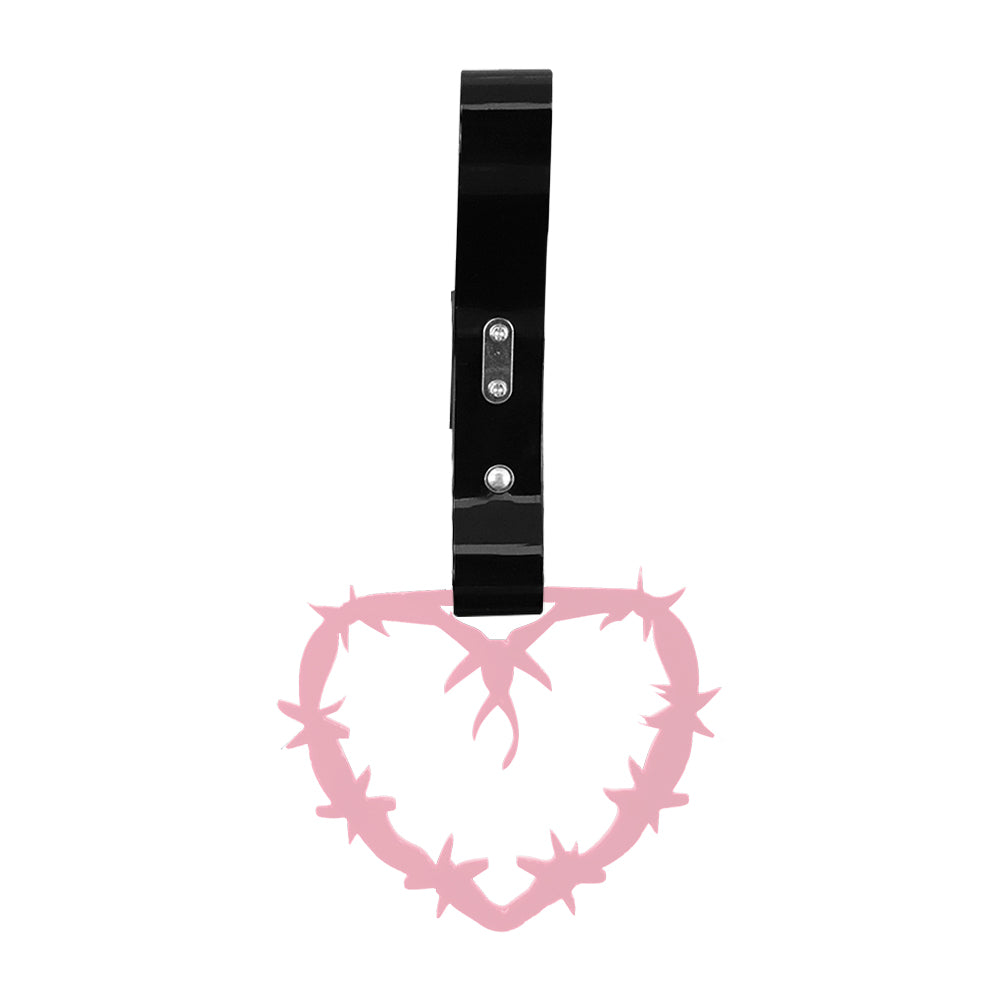 Brand New Barbed Wire Heart Pink JDM TSURIKAWA Ring Subway Train Bus Handle Black Strap Charm Drift