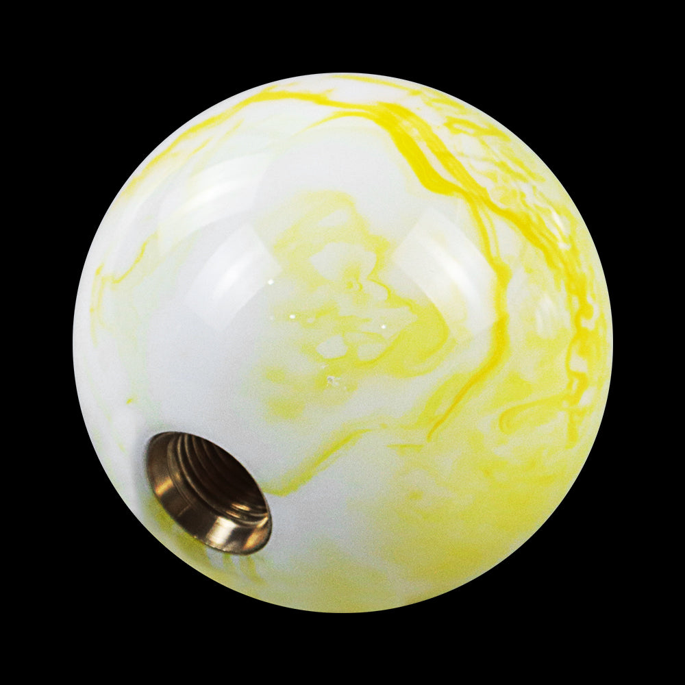 Brand New Universal Mix Pearl White/Yellow Round Ball Shift Knob Car Gear MT Manual Shifter M8 M10 M12