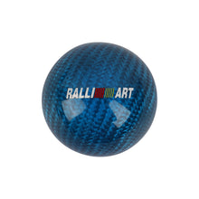 Load image into Gallery viewer, Brand New Universal Ralliart Car Gear Shift Knob Round Ball Shape Blue Real Carbon Fiber M8 M10 M12