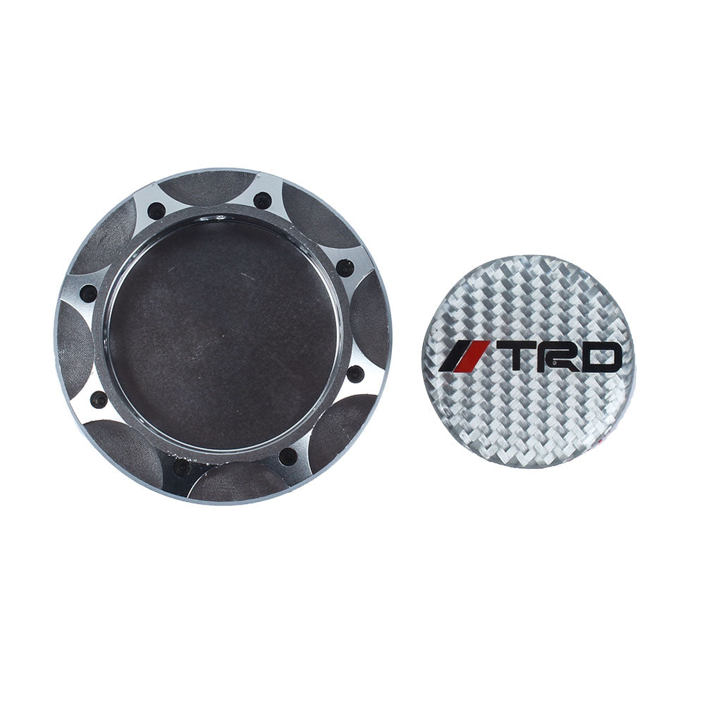 Brand New Toyota TRD Real Carbon Fiber Sticker ALUMNIUM Silver Billet Engine Oil FILLER Cap