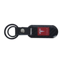 Load image into Gallery viewer, Brand New Universal 100% Real Carbon Fiber Keychain Key Ring For Tesla