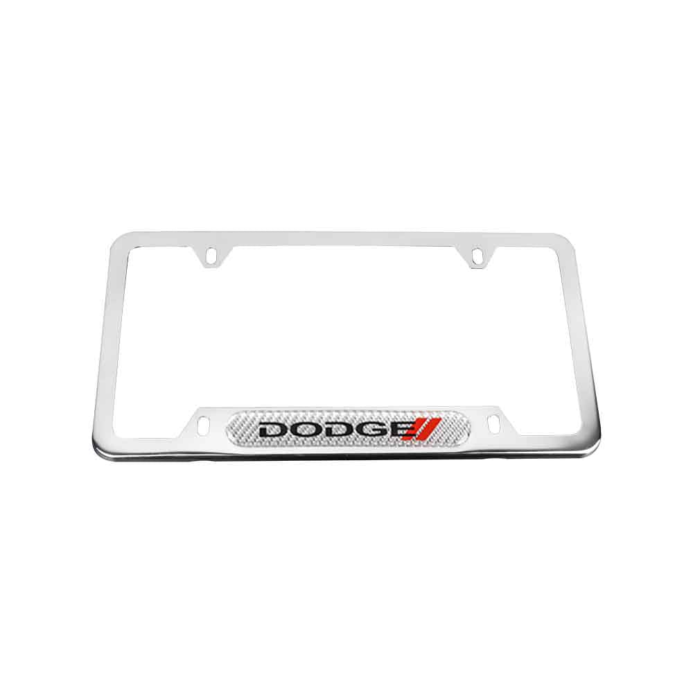 Brand New Universal 2PCS Dodge Chrome Metal License Plate Frame