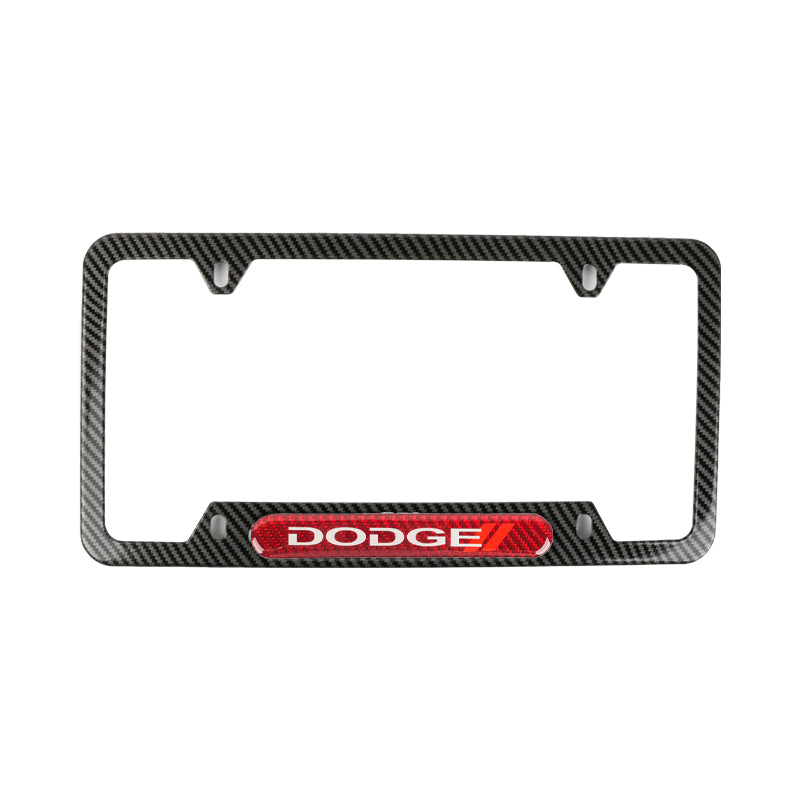 Brand New Universal 1PCS Dodge Carbon Fiber Look Metal License Plate Frame