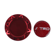 Load image into Gallery viewer, Brand New Toyota TRD Real Carbon Fiber Sticker ALUMNIUM Red Billet Engine Oil FILLER Cap