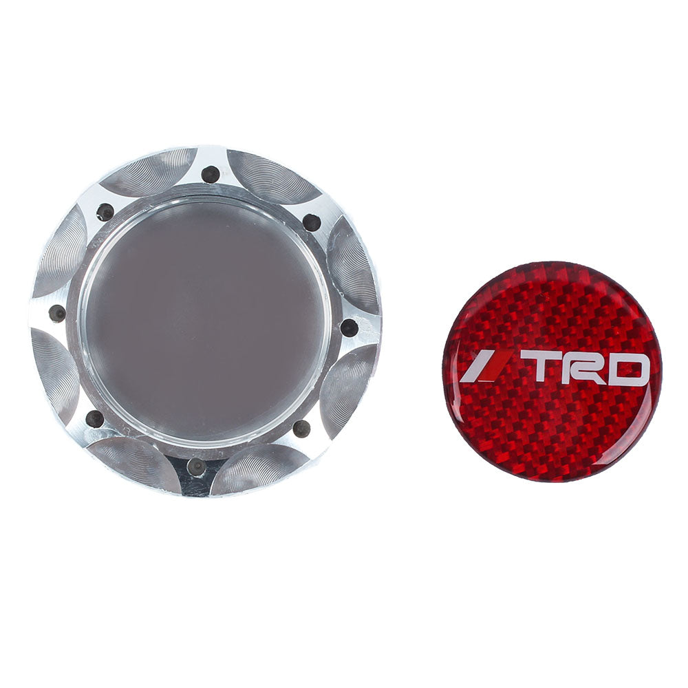 Brand New Toyota TRD Real Carbon Fiber Sticker ALUMNIUM Silver Billet Engine Oil FILLER Cap