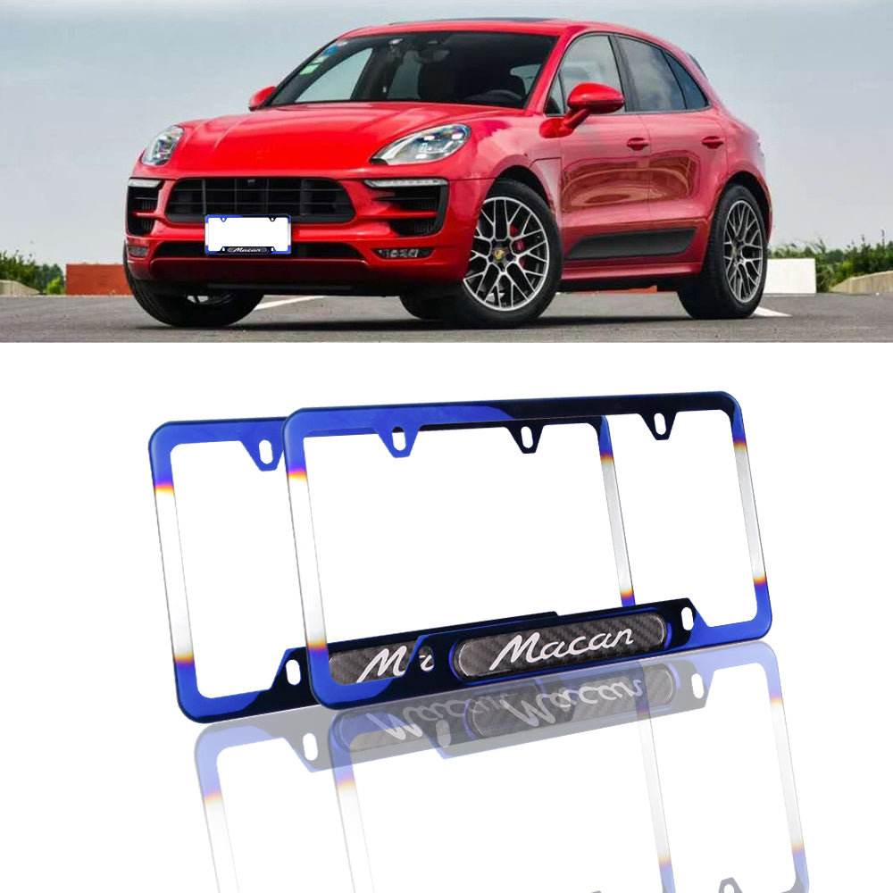 Brand New Universal 1PCS Porsche Macan Burnt Blue Metal License Plate Frame