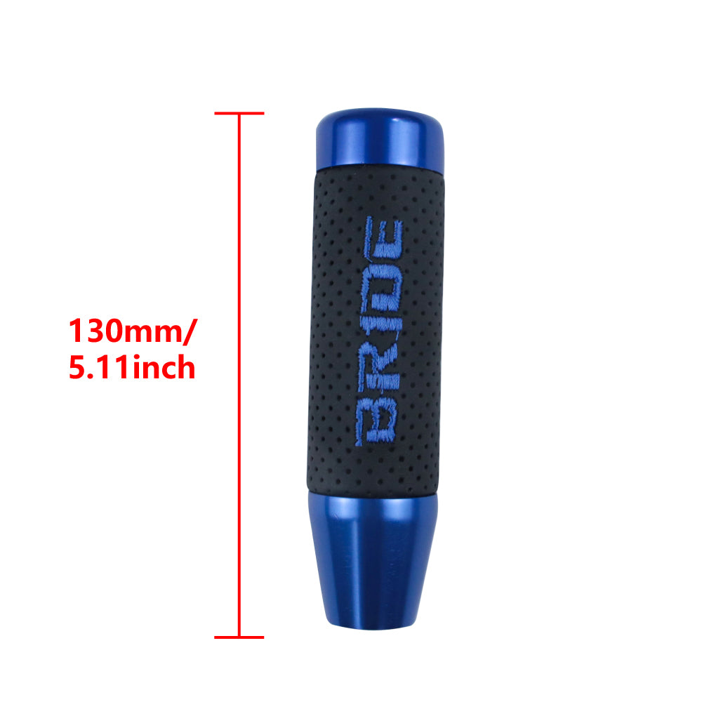 Brand New 13CM Blue Universal Bride Aluminum +Leather Gear Shift Knob Shifter Lever Head M8 M10 M12