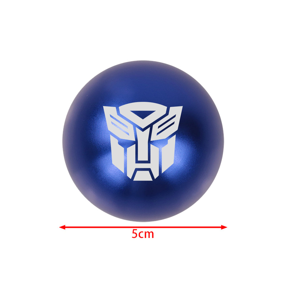 BRAND NEW UNIVERSAL JDM AUTOBOT TRANSFORMERS Aluminum Blue Round Ball Manual Gear Stick Shift Knob M8 M10 M12