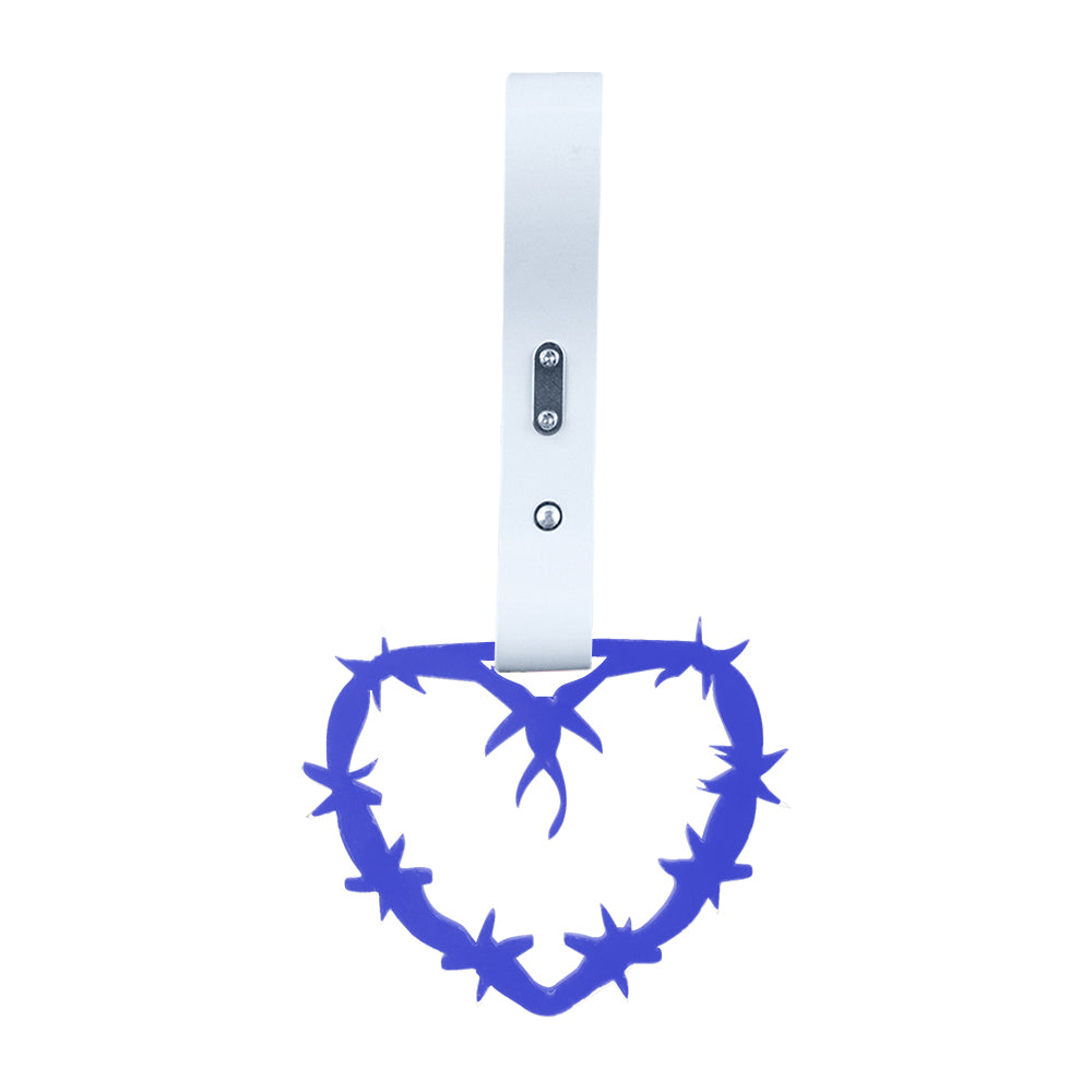 Brand New Barbed Wire Heart Blue JDM TSURIKAWA Ring Subway Train Bus Handle White Strap Charm Drift