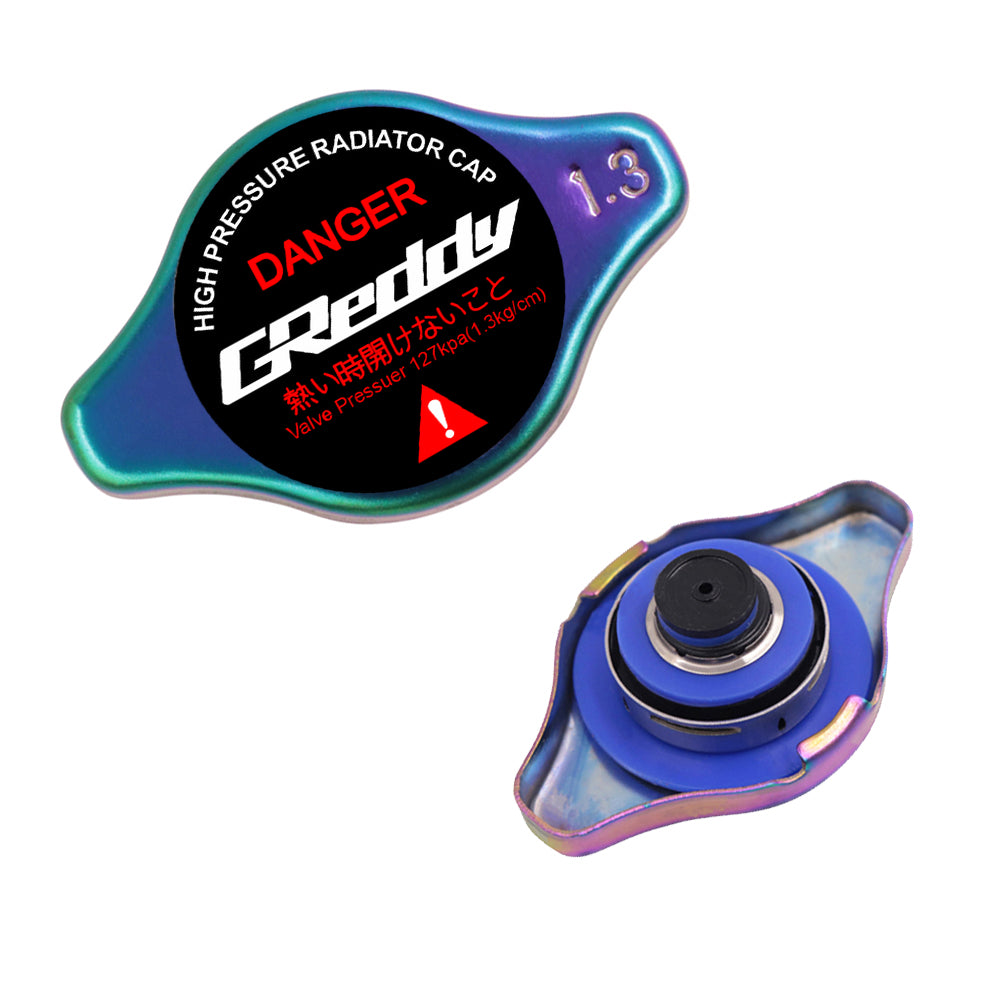 Brand New JDM 1.3bar 9mm Greddy Racing Neo Chrome Racing Cap High Pressure Radiator Cap For Universal