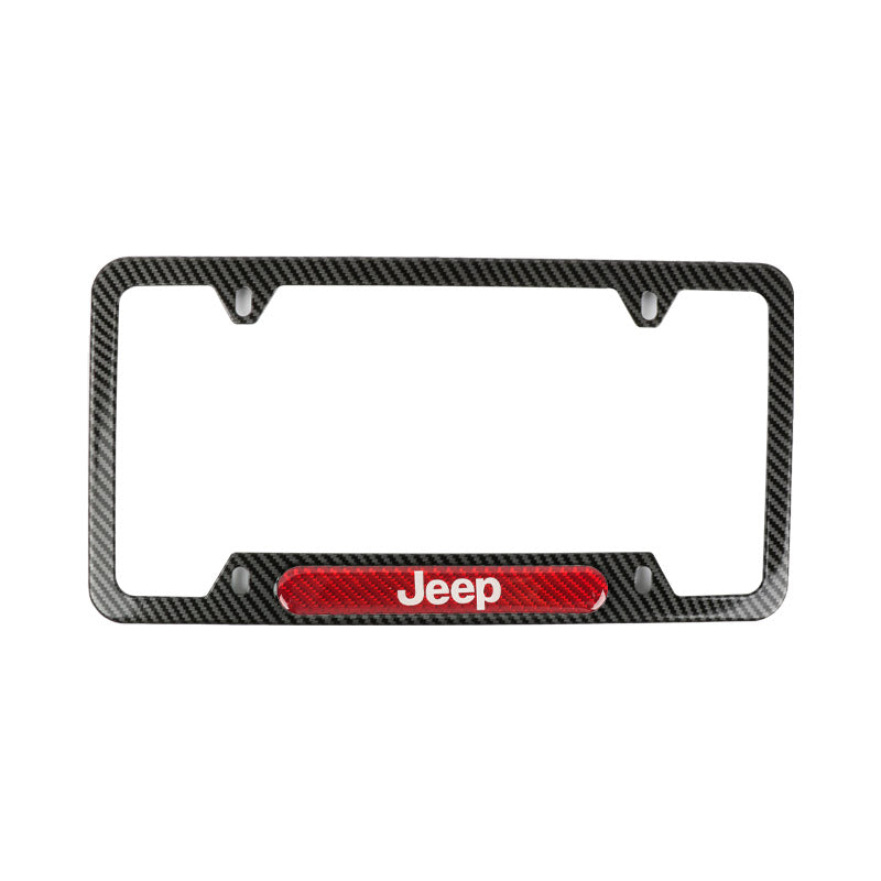 Brand New Universal 1PCS JEEP Carbon Fiber Look Metal License Plate Frame