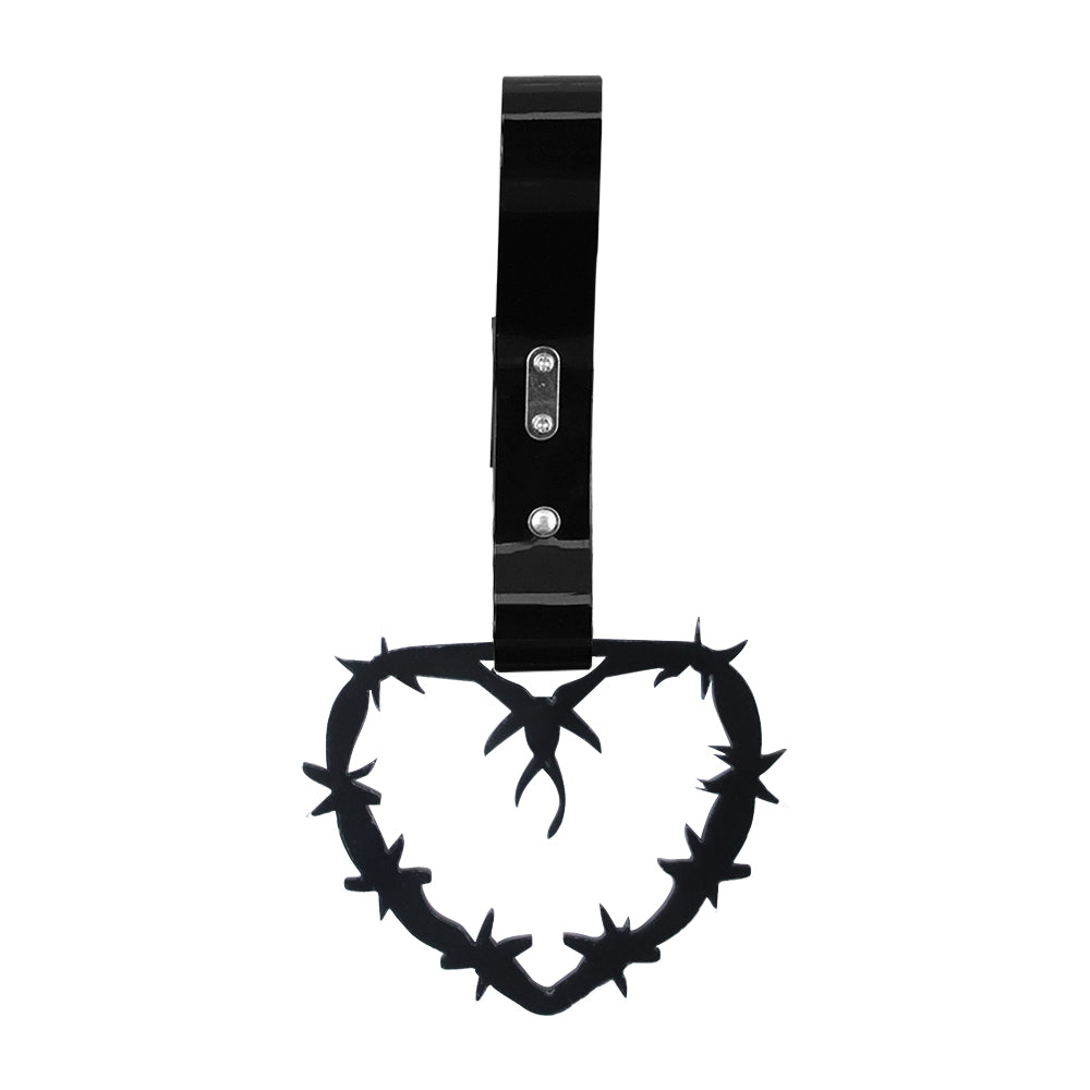 Brand New Barbed Wire Heart Black JDM TSURIKAWA Ring Subway Train Bus Handle Black Strap Charm Drift