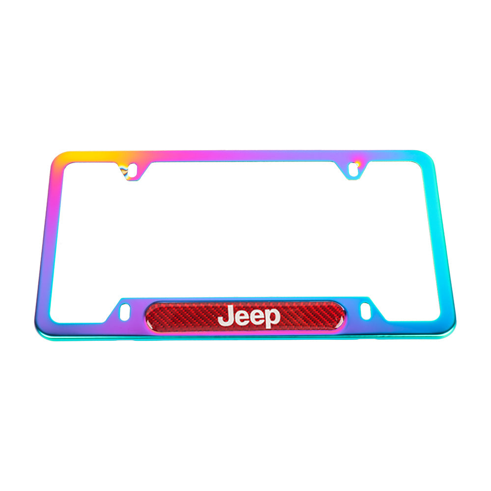 Brand New Universal 1PCS JEEP Neo Chrome Metal License Plate Frame