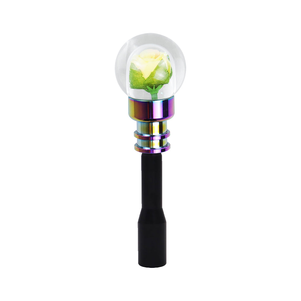 Brand New Universal Acrylic Clear Crystal Yellow Rose Flower Ball Manuel Gear Stick Shift Knob M8 M10 M12 & Black Shifter Extender Extension