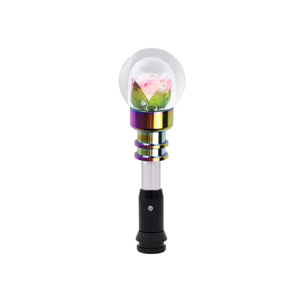 Brand New Universal Acrylic Clear Crystal Yellow / Pink Rose Flower Ball Automatic Car Gear Shift Knob Shifter