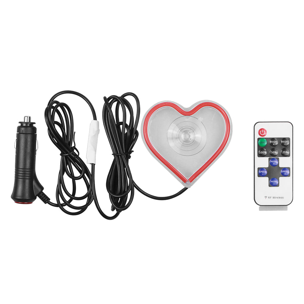 BRAND NEW UNIVERSAL LOVE HEART RED LED Neon Flash Light Car Window Glow Electric Remote Control Lamp