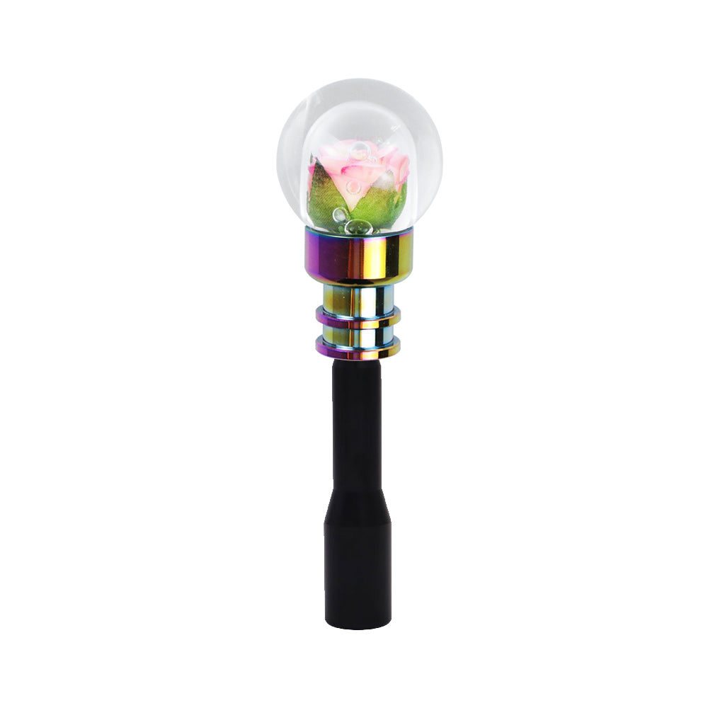 Brand New Universal Acrylic Clear Crystal Yellow/Pink Rose Flower Ball Manuel Gear Stick Shift Knob M8 M10 M12 & Black Shifter Extender Extension