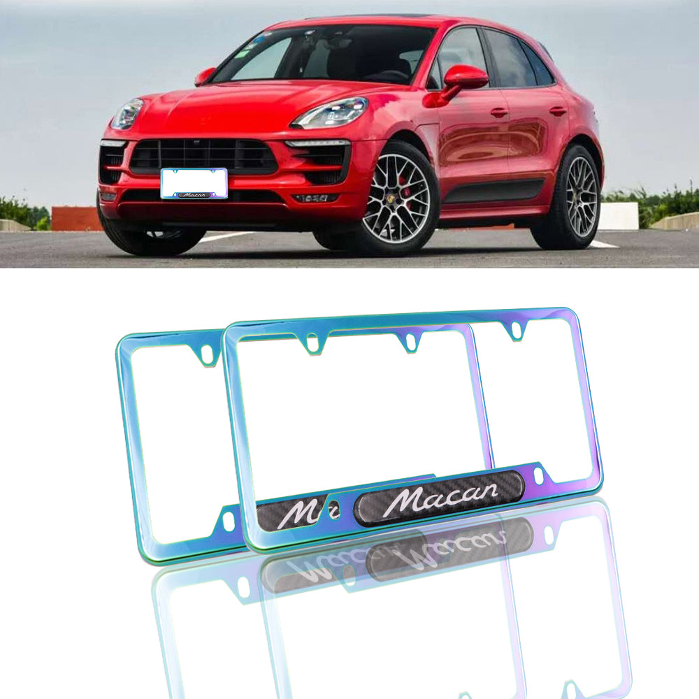 Brand New Universal 2PCS Porsche Macan Neo Chrome Metal License Plate Frame